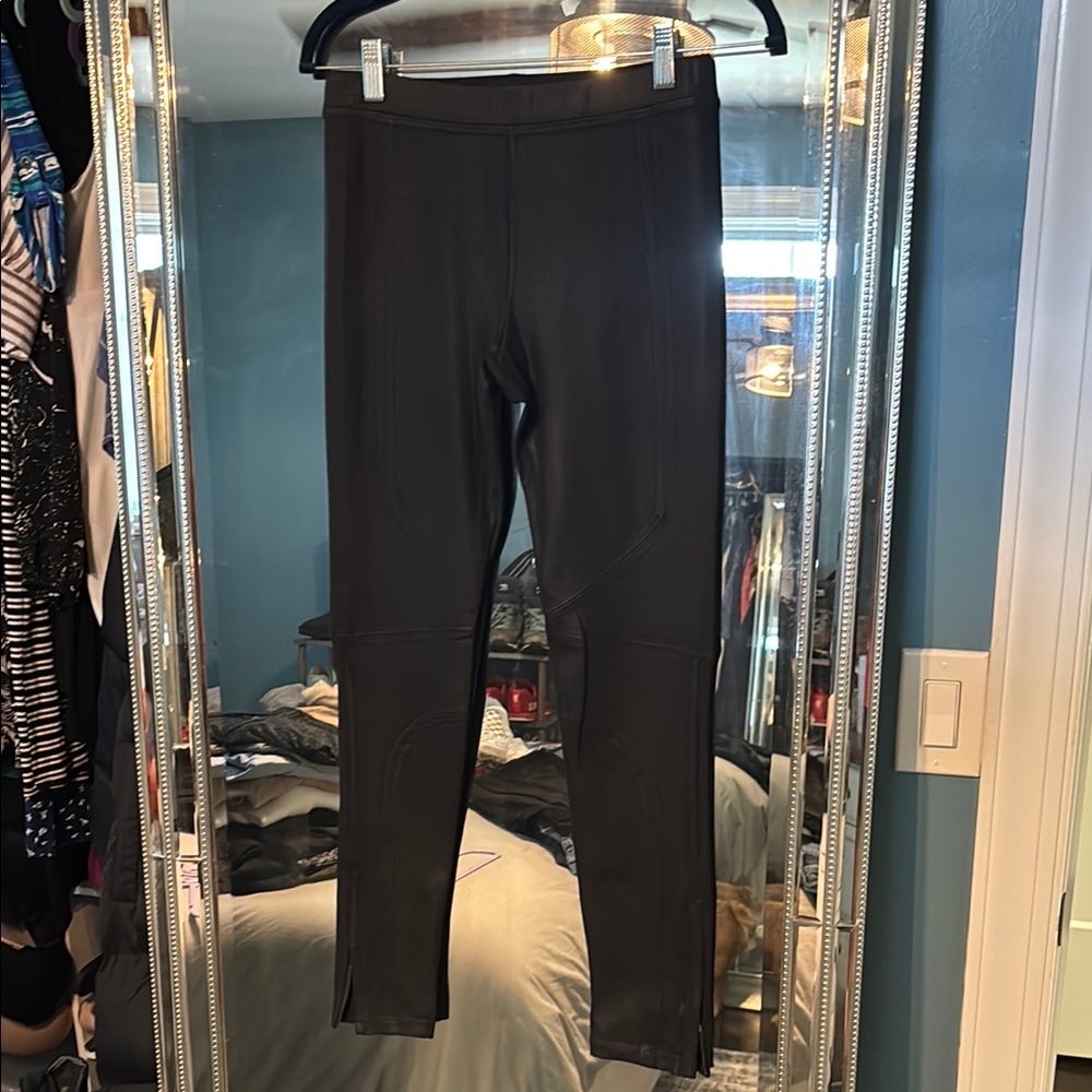 Black Leggings with a waxed finish for edgy look